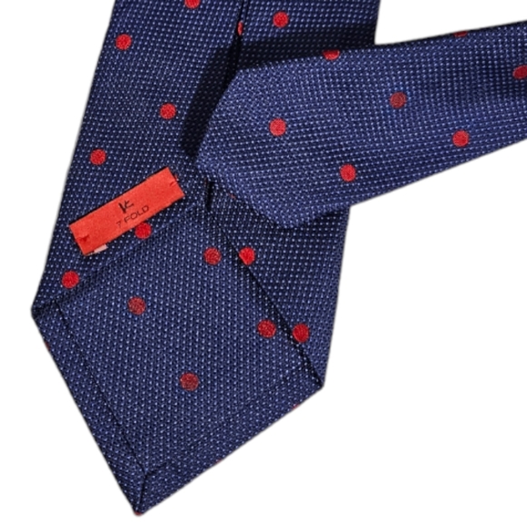 🆕ISAIA XL SEVENFOLD Blue Polka Dot Silk LUXURY Tie HANDMADE ITALY - Picture 3 of 5